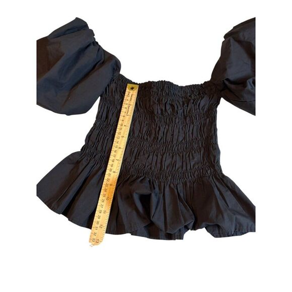 ASTR The Label Womens Black Puff Sleeve Smocked Crop Top Size S Cotton/Polyester - Picture 7 of 9
